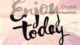  Presentation with quote - Beautiful presentation design featuring sunset beach sign wallpaper - quote - enjoy today backdrop and a lemonade colored foreground
