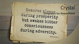  Presentation with consciousness - Audience pleasing slide deck consisting of quote remorse sleeps during prosperity backdrop and a mint green colored foreground