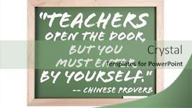  Presentation with quote - Beautiful slide set featuring quote series chalkboard isolated on a white background backdrop and a seafoam green colored foreground