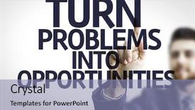  Presentation with company - Slide set consisting of quoted company - business man pointing to transparent background and a light blue colored foreground