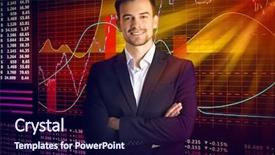  Presentation with stock exchange - Beautiful PPT theme featuring quoted company - businessman and stock exchange quotes backdrop and a navy blue colored foreground