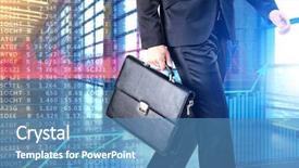  Presentation with stock exchange - PPT theme featuring quoted company - businessman with suitcase and stock background and a teal colored foreground