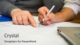  Presentation with work - Colorful PPT theme enhanced with quoted company - designers at work in their backdrop and a white colored foreground