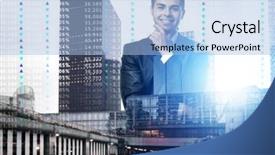 Presentation with stock broker - Amazing presentation design having quoted company - double exposure of broker stock backdrop and a light blue colored foreground