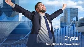  Presentation with stock broker - Slides consisting of quoted company - double exposure of broker stock background and a ocean colored foreground