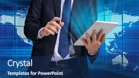  Presentation with stock broker - Amazing PPT theme having quoted company - stock exchange broker with tablet backdrop and a  colored foreground