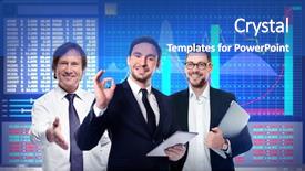  Presentation with stock exchange - Presentation theme having quoted company - team of brokers and stock background and a teal colored foreground