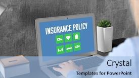  Presentation with laptop - Slide deck having quoted company - woman using laptop at table background and a light blue colored foreground