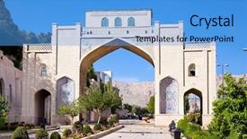  Presentation with quran - Beautiful PPT theme featuring quran gate in shiraz iran backdrop and a teal colored foreground