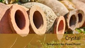  Presentation with vessels - Theme with qvevri or kvevri georgian vessels background and a gold colored foreground