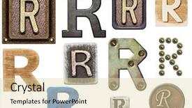  Presentation with alphabet - Beautiful PPT theme featuring r - alphabet made of wood metal backdrop and a lemonade colored foreground