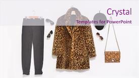  Presentation with fashion handbag - Beautiful PPT layouts featuring r - fashion leopard print pattern coat backdrop and a sky blue colored foreground