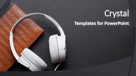  Presentation with tabla music - PPT theme having r - headphones and notepad on black background and a dark gray colored foreground