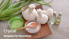 Presentation with bowl of aroma spa - Amazing PPT theme having r - spa setting with green aloe backdrop and a coral colored foreground