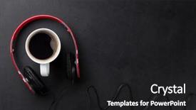  Presentation with cup coffee - PPT theme having r b - headphones and coffee cup background and a  colored foreground