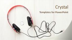  Presentation with tabla music - Presentation theme with r b - headphones on wooden desk table background and a cream colored foreground