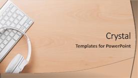  Presentation with music headphones - Audience pleasing presentation theme consisting of r b - headphones over pc keyboard backdrop and a lemonade colored foreground