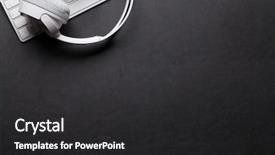 Presentation with music headphones - Presentation with r b - headphones over pc keyboard background and a dark gray colored foreground