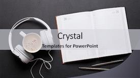  Presentation with flower office desk table - PPT theme enhanced with r b - office leather desk table background and a light gray colored foreground