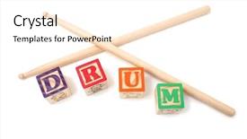  Presentation with drum - Beautiful PPT layouts featuring phonics - drum sticks and alphabet blocks backdrop and a white colored foreground