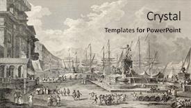  Presentation with port - Beautiful slides featuring r mer - old illustration of port backdrop and a soft green colored foreground