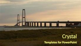  Presentation with fireworks on bridge - Colorful slides enhanced with r mer - storeb ltsbroen bridge during sunset backdrop and a  colored foreground