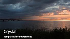  Presentation with sun flares on a blue - Slides consisting of r mer - storeb ltsbroen bridge the sun background and a  colored foreground