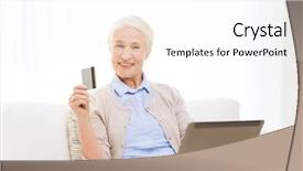  Presentation with compute - Slides having r mer - technology age and people concept background and a  colored foreground