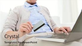  Presentation with compute - Slide deck with r mer - technology age and people concept background and a mint green colored foreground