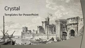  Presentation with view of the old port - Slide set featuring r mer - view of licata port sicily background and a light gray colored foreground