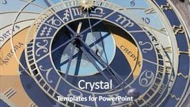  Presentation with prague astronomical clock - PPT theme featuring r travel - detail of astronomical clock background and a ocean colored foreground