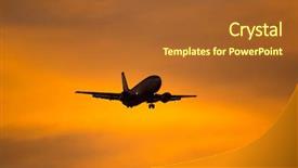  Presentation with aircraft - PPT theme enhanced with r travel - silhouette of a aircraft approaching background and a red colored foreground