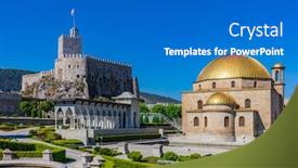  Presentation with castle - Audience pleasing PPT theme consisting of rabati-castle-landmark-of-akhaltsikhe backdrop and a teal colored foreground