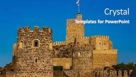 Presentation with castle - Beautiful theme featuring rabati-castle-landmark-of-akhaltsikhe backdrop and a teal colored foreground
