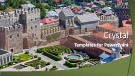  Presentation with castle - Slide set consisting of rabati-castle-landmark-of-akhaltsikhe background and a violet colored foreground