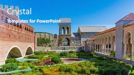  Presentation with castle - Audience pleasing slide deck consisting of rabati-castle-landmark-of-akhaltsikhe backdrop and a teal colored foreground