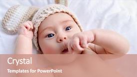  Presentation with cute baby - Amazing PPT theme having rabbit costume family concept easter backdrop and a  colored foreground