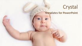  Presentation with baby chickens little cute chicks - Slide deck featuring rabbit costume family concept easter background and a  colored foreground