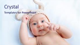  Presentation with cute baby - PPT layouts enhanced with rabbit costume family concept easter background and a  colored foreground