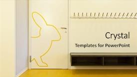  Presentation with public - Amazing slide set having rabbit drawn on the door backdrop and a lemonade colored foreground