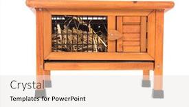  Presentation with rabbit - Slide deck enhanced with rabbit-hutch-with-straw-isolated background and a sky blue colored foreground