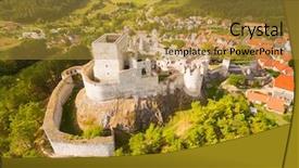  Presentation with gothic castle - Theme enhanced with rabies - ruins of gothic castle rabi background and a gold colored foreground