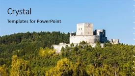  Presentation with zoroastrian ruins of ancient palace - PPT theme featuring rabies - ruins of rabi castle czech background and a light blue colored foreground