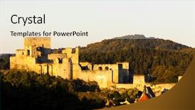  Presentation with candy castle - Audience pleasing PPT theme consisting of rabies - ruins of rabi castle czech backdrop and a  colored foreground