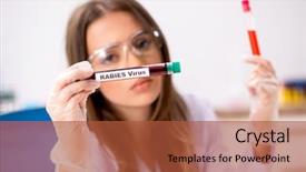  Presentation with testing blood - Slide set with rabies - young beautiful lab assistant testing background and a red colored foreground