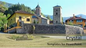  Presentation with orthodox - Presentation design enhanced with yugoslavia - raca monastery is a orthodox background and a mint green colored foreground