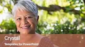  Presentation with honolulu senior - PPT theme featuring race - portrait of senior woman background and a coral colored foreground
