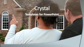  Presentation with race - Colorful slide set enhanced with race couple looking at houses backdrop and a  colored foreground