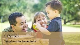  Presentation with race - Audience pleasing presentation theme consisting of race family enjoy a picnic backdrop and a coral colored foreground