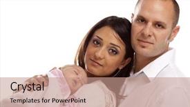  Presentation with happy baby - Audience pleasing presentation theme consisting of race family with newborn baby backdrop and a coral colored foreground